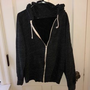 Black Melange w/ White Zip up Hoodie